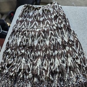 Chico's Brown and Cream Maxi Skirt